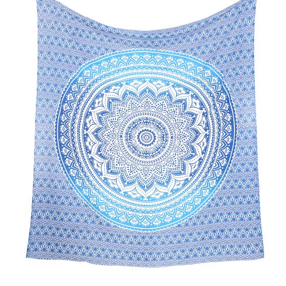 Ambika Designs 100% Cotton Best Quality Handmade Hippi Bohemian Indian Blue  Ombre Wall Hanging Large Blue Mandala Tapestry - Big Hippie Decorative Wall  Hanging Boho Bohemian Room Dorm Decor Art 100% Cotton Queen