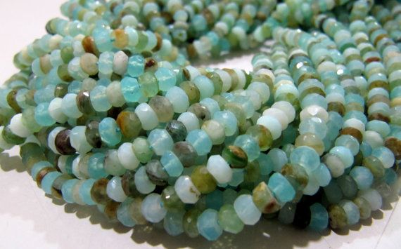 AAA Quality Natural Peruvian Opal Beads / Machine Cut Micro Faceted Beads /  Size 3 to 5mm YOU CHOOSE/ Strand 13 inch long/ Israel Cut Beads