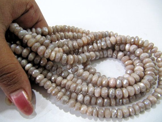Faceted Gemstone Beads AAA Quality Peach Moonstone Faceted Roundelle 3mm Bead Natural Moonstone Beads,13 Inch Strand Micro Faceted Beads