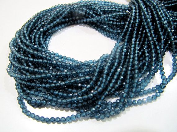 London Blue Topaz cut size 4-4.25 mm 13 full strand beads for jewelry making. Natural London Blue Topaz Faceted Rondelle Gemstone Beads