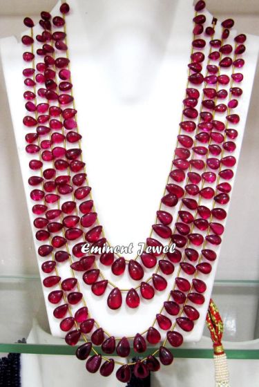 Ruby Semi Precious Stone 5 Line beaded Necklace – Sanvi Jewels