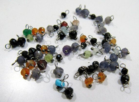 Set of 10 Beads Dangles, Natural Mix Semi Precious Stone Beads Dangles,  Bead Size 3to 4mm Rondelle faceted, Hanging beads for Jewelry Design
