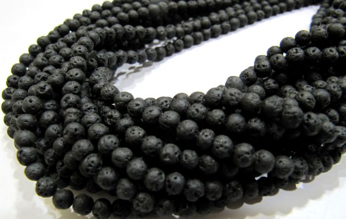 Natural Black Lava Rock Beads-Large