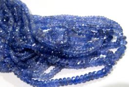 A TANZANITE 4mm diameter FACETED Rondelle Gemstone Beads 8" Str 27Ct >70 Beads